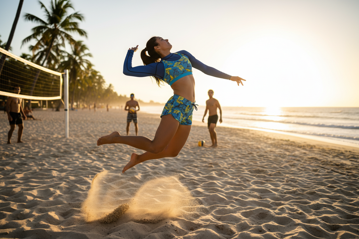 Person playing beach volleyball